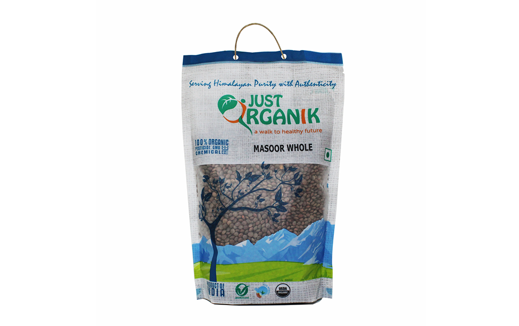 Just Organik Masoor Whole   Pack  500 grams